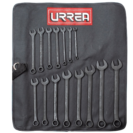 Urrea 12-point black finish combination wrench set (15 pieces), metric 1200FMB